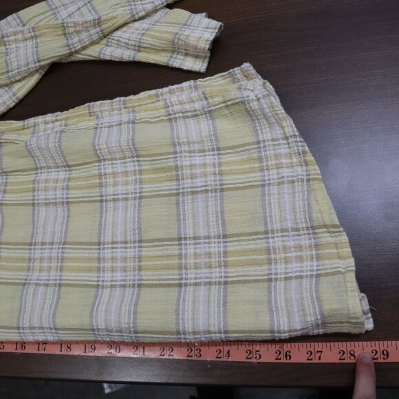 Sundance Popover Shirt Women M Yellow Boho Preppy Academia Coastal Cruise Resort - Picture 11 of 15